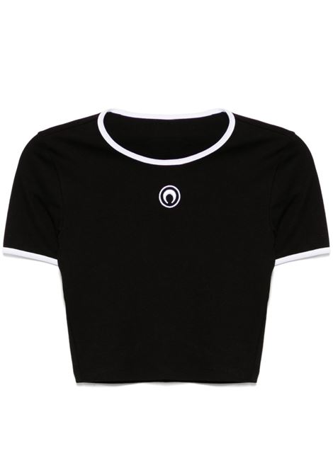 moon logo cropped top woman black MARINE SERRE | WTO087A CJER0008BK99